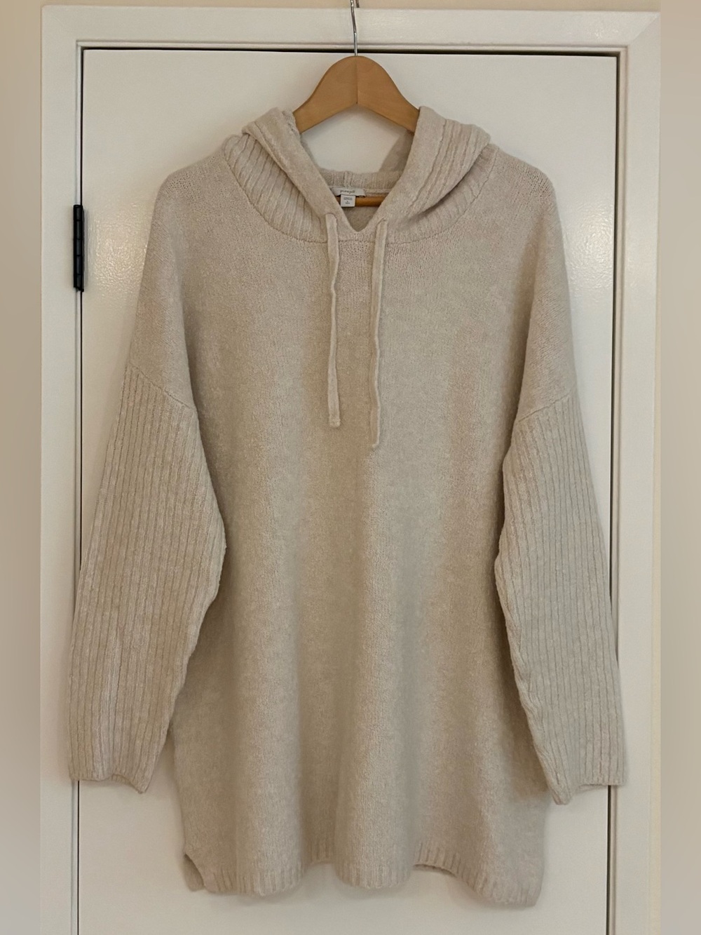 J Jill purejill Cozy Relaxed Hooded Knit Sweater in Cream